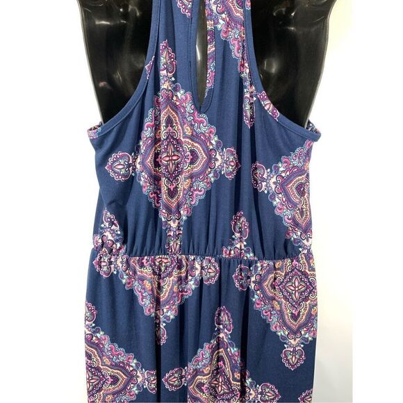 French Grey Women's Sleeveless Keyhole Maxi Halter Dress Blue Size Medium - Picture 10 of 10